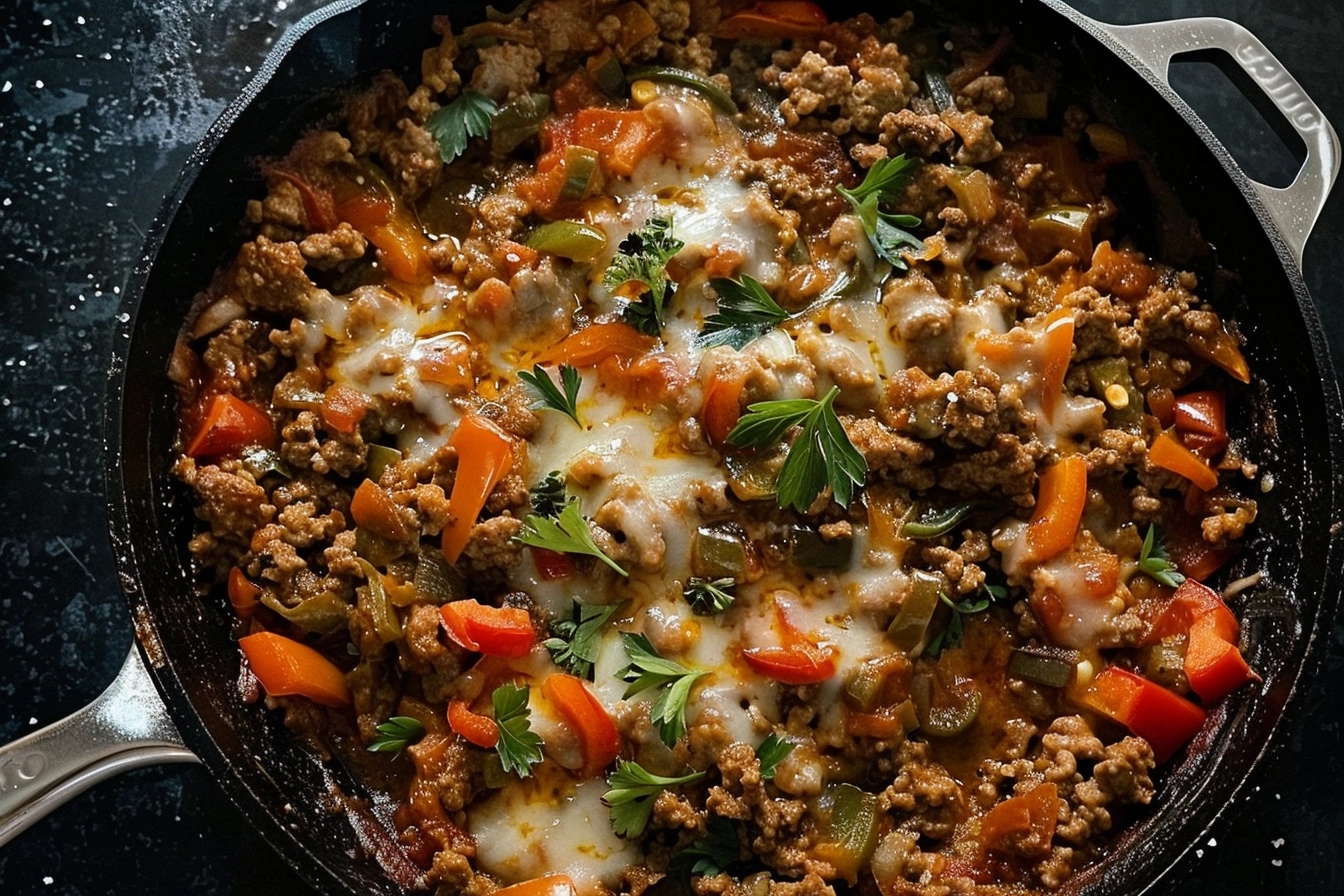 Ground Beef And Peppers Skillet