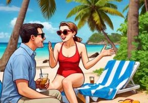 Una pareja contaba sus vacaciones.