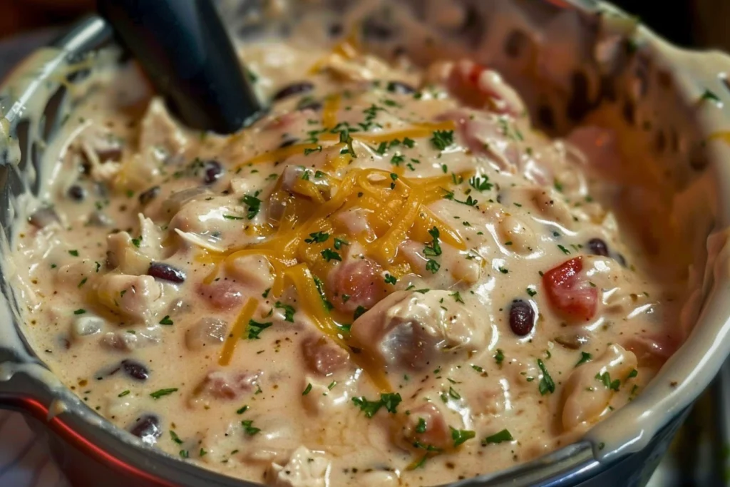 Crockpot Cream Cheese Chicken Chili