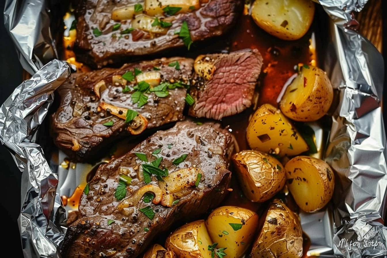 Garlic Steak & Potato Foil Packets