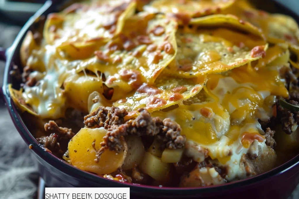 CROCKPOT BEEFY POTATO TACO CASSEROLE