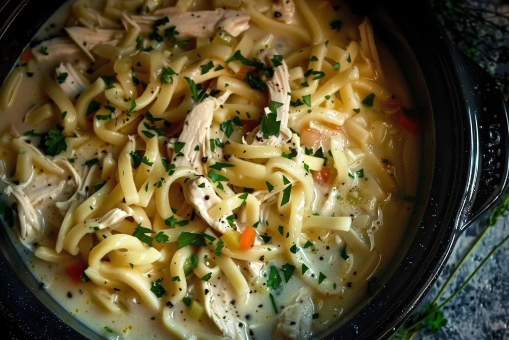 Crockpot chicken noodle