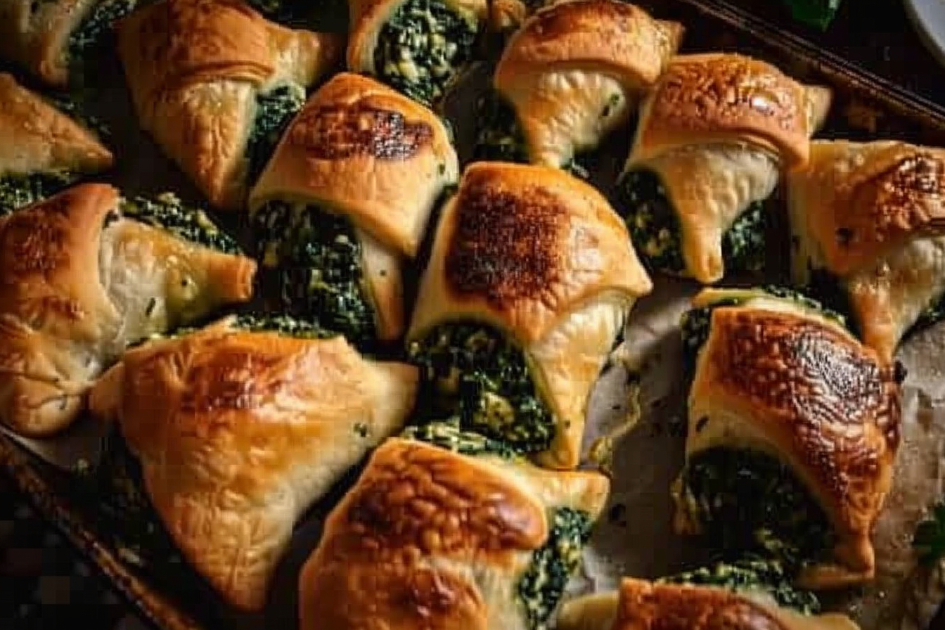 EASY SPINACH FETA STUFFED CRESCENTS