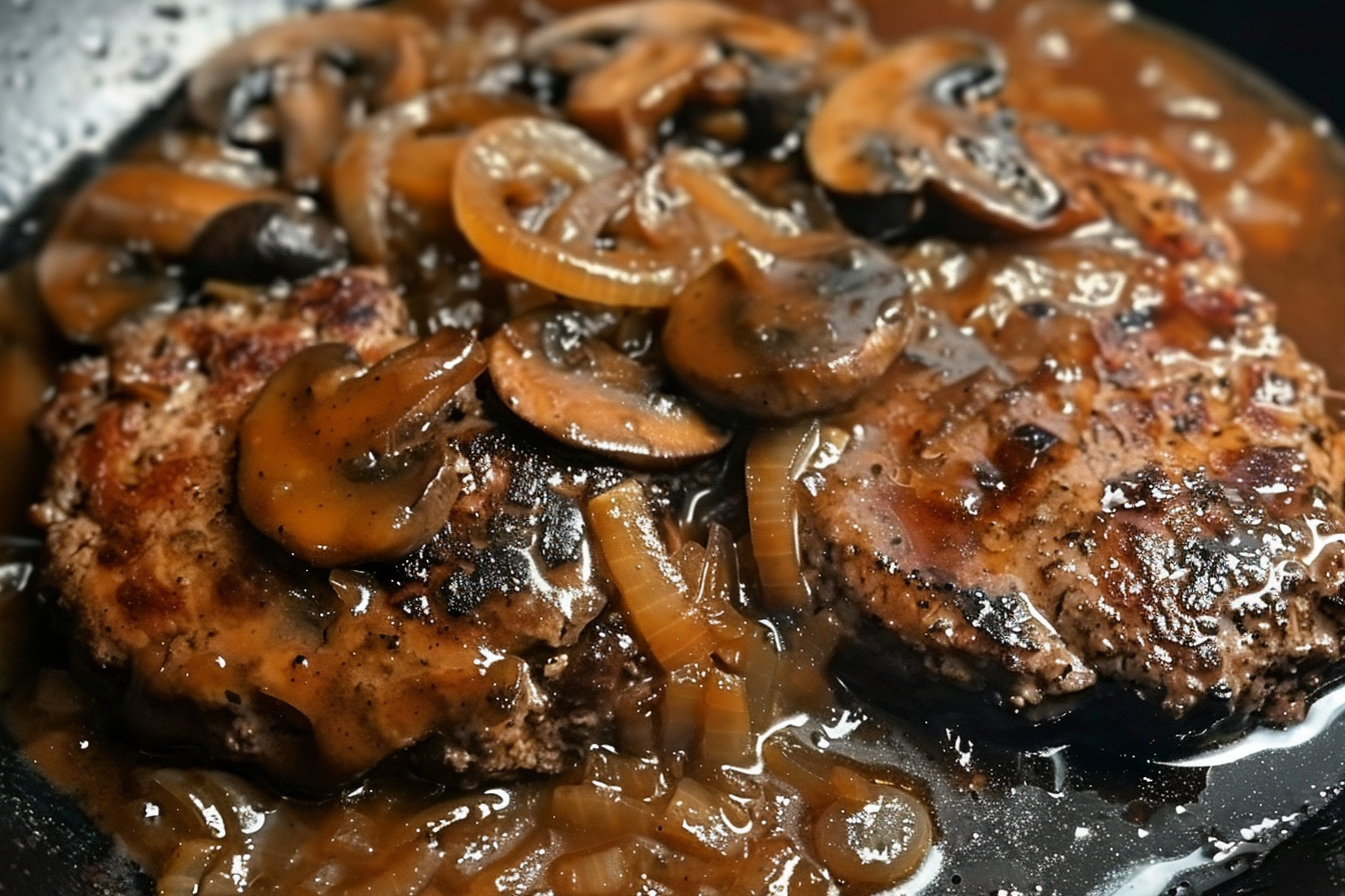 SOUTHERN HAMBURGER STEAKS WITH ONION MUSHROOM GRAVY