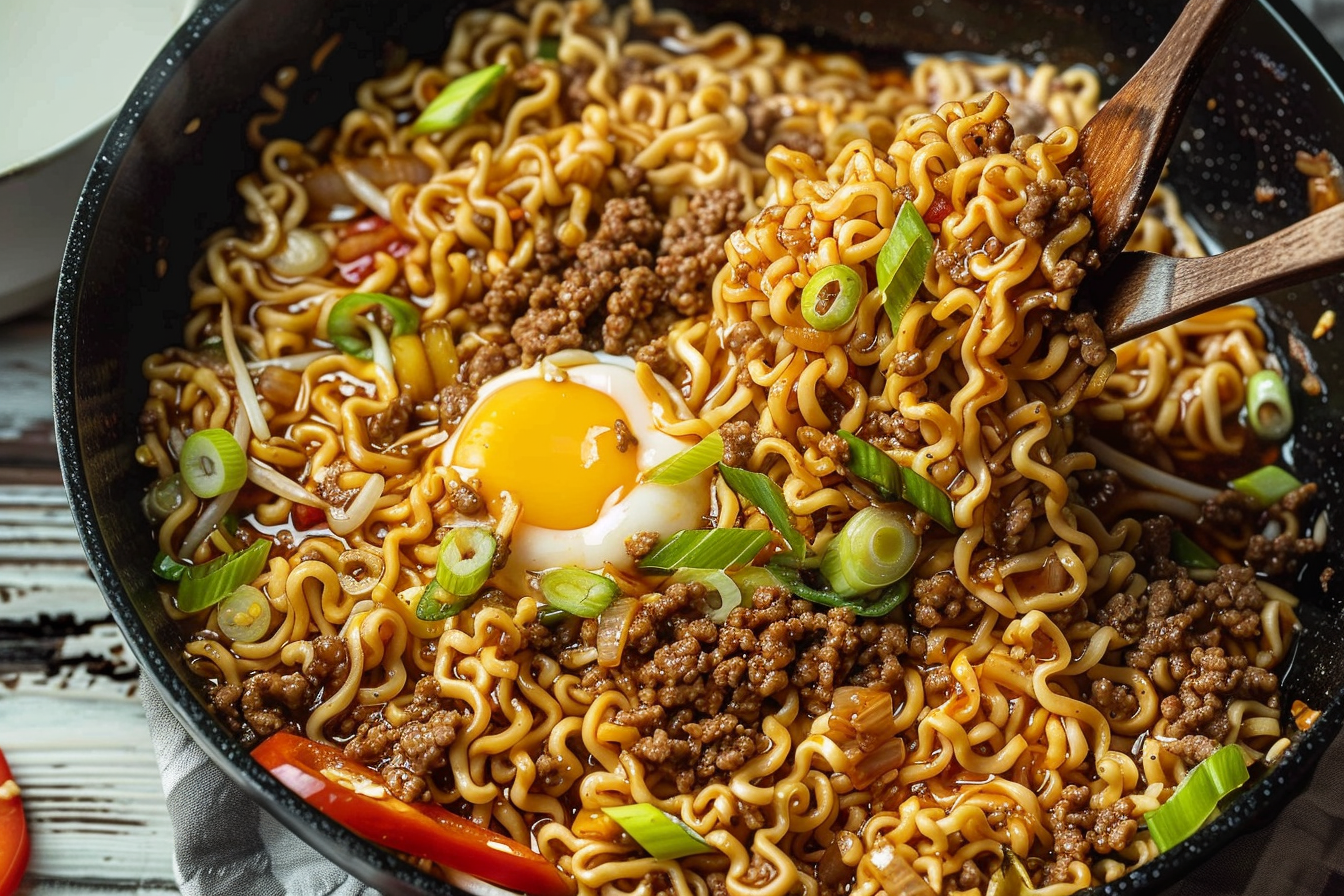 Ground Beef Ramen Skillet