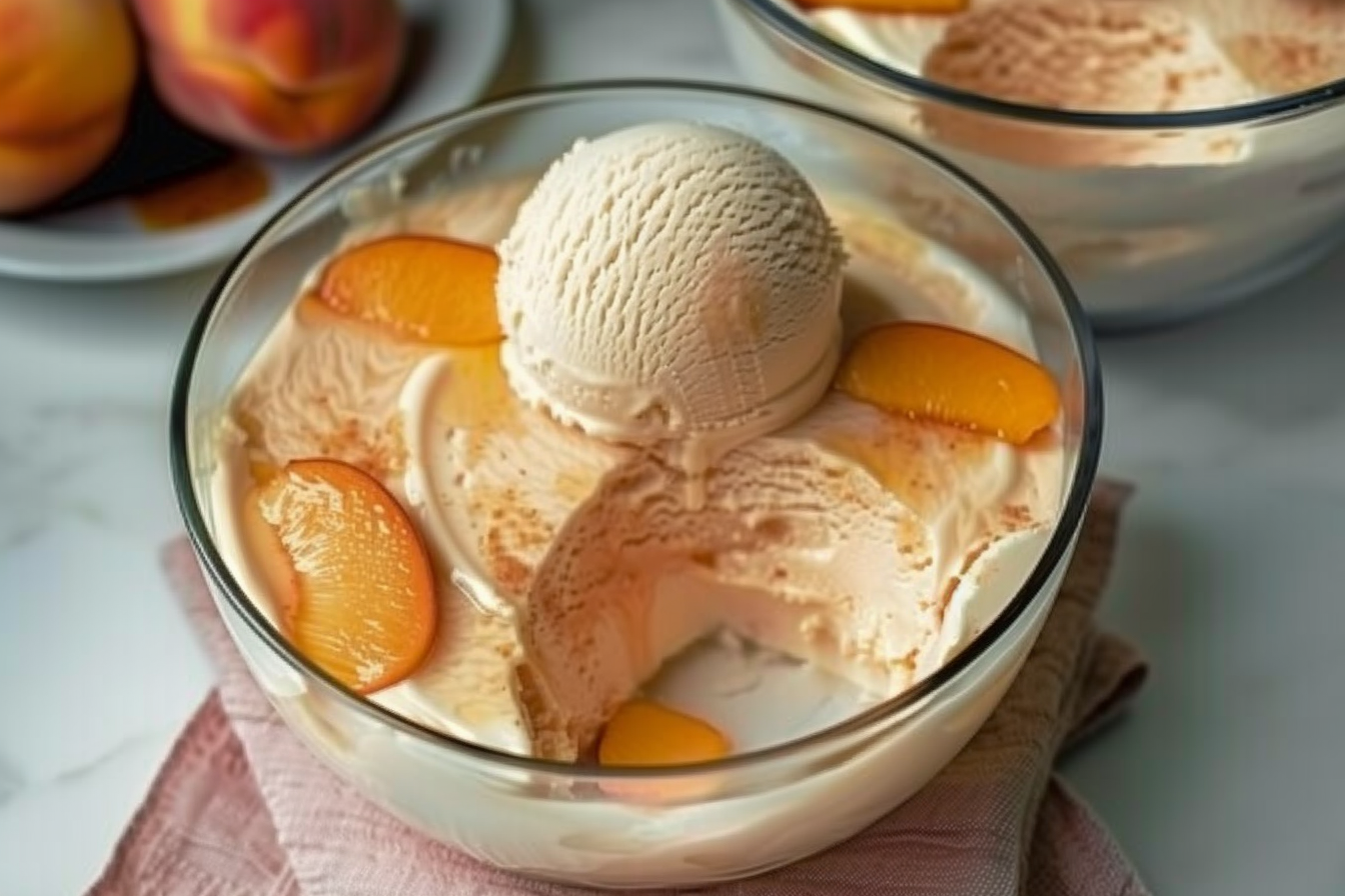 Peach ice cream dessert