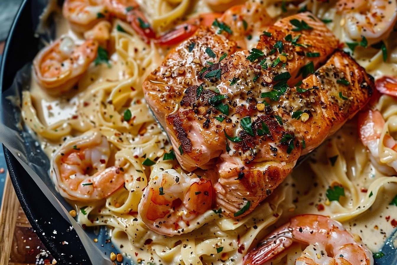 Salmon & Shrimp Alfredo Recipe